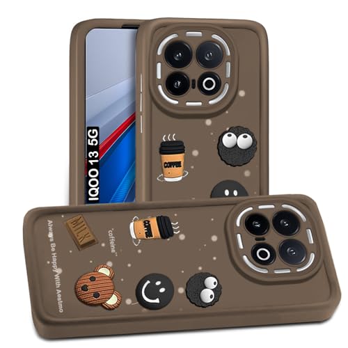 Image of AESTMO Back Case Cover for iQOO 13 5G Cover | Cute Fun Cartoon 3D Ball | Coffee Silicone Case | Full Body Protection | Camera Protection Back Cover for iQOO 13 5G (Brown)