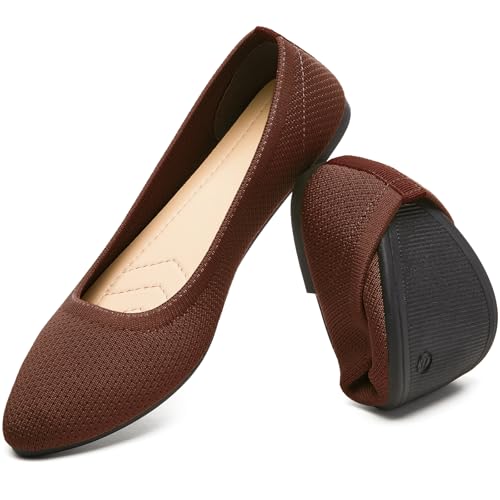 Image of Women's Ballet Flats Shoes Comfortable Mesh Pointed Toe Slip On Dress Shoes | Breathable knit, Memory insole, Lightweight & flexible, Slip-on style, Perfect for daily wear