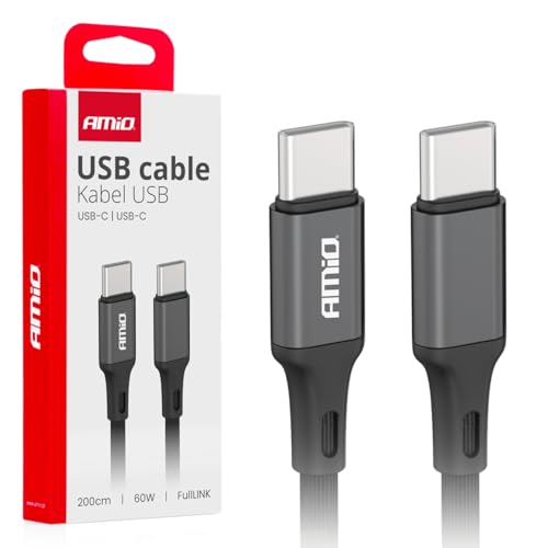 AMIO Cavo USB-C a USB-C 60 W 200 cm FullLINK - Cavo di ricarica rapida di alta qualitĂ