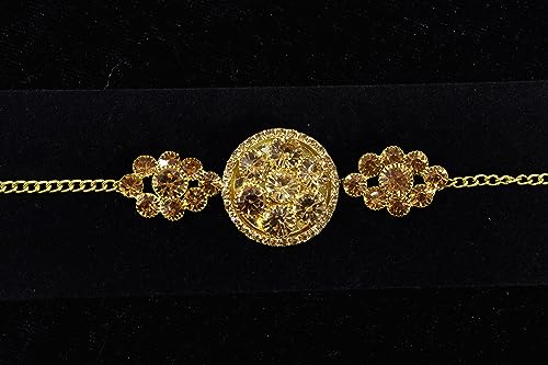Image of NMII Gold Plated Chain Bracelet Rakhi For Brother Raksha Bandhan 2023 | Stylish Metal Rakhi | Rakhi for Brother /Bhabhi | Bracelet For Boys | Rakhi Combo | Rakhi Gift (Pack of 1)