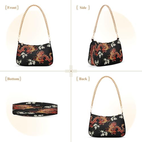 Shoulder Bags for Women Fire Water Dragon Hobo Tote Handbag Small Clutch Purse with Zipper Closure2