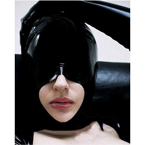 Máscara de látex realista BC12 con capucha negra y boca abierta para cosplay en talla S