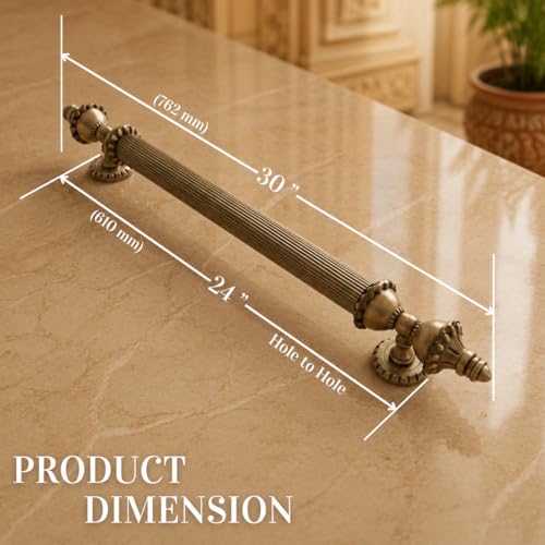 Image of GLOXY Premium Antique 30 inch Vintage Royal Taj Main Door Handle with 24 inch Hole-to-Hole Spacing - Decorative Push & Pull Aluminium Handle for Wooden & Glass Doors - Ideal for Homes, Villas & Restaurants