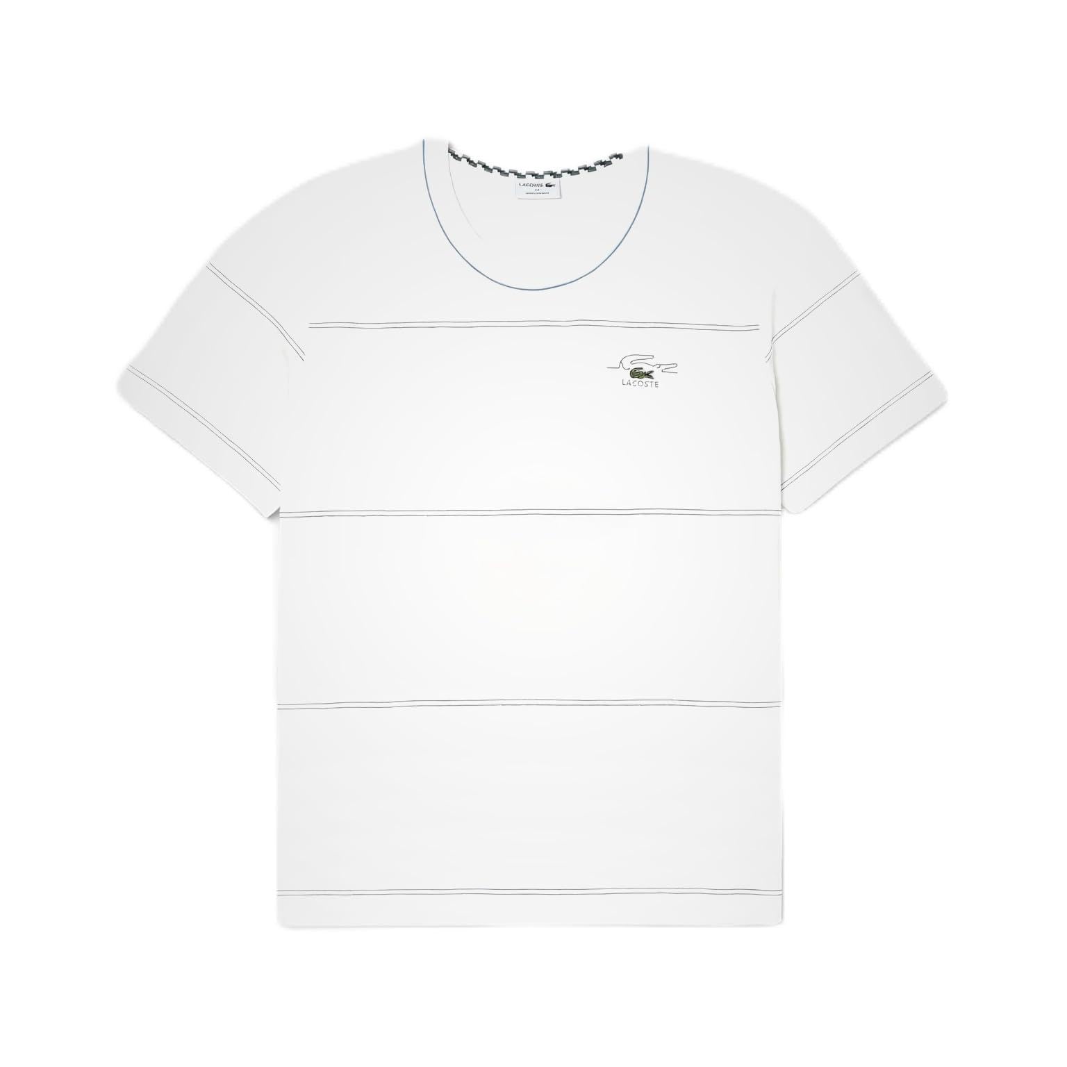 Lacoste Big Fit Crew Neck Short Sleeve Relaxed Fit Striped T-Shirt Camiseta de Manga Corta con Cuello Redondo y Ajuste Holgado a Rayas Hombre (Pack de 1)