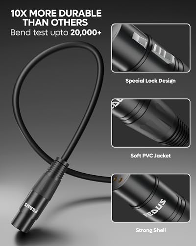 Image of FEDUS StagePro XLR Cable Male to Female 15 Meter, Professional 3 Pin Balanced Microphone Mic Cord, 24AWG Oxygen-Free Copper, Mic Wire, Noise-Free Audio & DMX Wire for Podcast, Stage, Studio Mixer