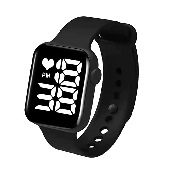 EVOTECH Silicone Square Big White Led Digital Watch For Boys Kids Watch For Girls Waterproof Smart Watch Wrist Band Unisex (Black, 1) (B0B7BBRVK7) Amazon Price History, Amazon Price Tracker