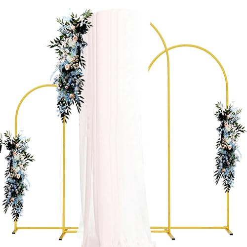 Aolawco Set of 3 Wedding Arch Backdrop Stand 6FT 5FT 4FT Wedding Arch Balloon Arch Stand for Birthday Wedding Baby Shower Grad Party Garden Floral Arch Decoration Decoration