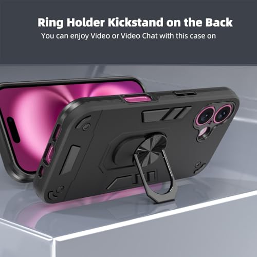 Image of NDCOM for iPhone 16 Cover | Premium iPhone 16 Case for Enhanced Protection | Stylish iPhone 16 Back Cover with Precise Cutouts | Ring Holder Case