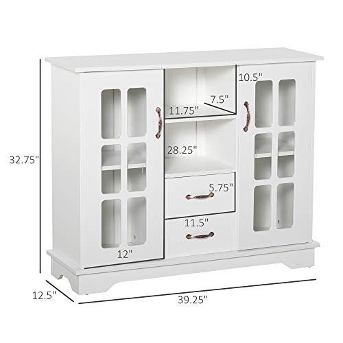 image for HOMCOM Modern Sideboard Storage Console Cabinet with Glass Door and Dr