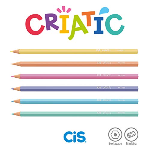 CRIATIC Lápis de Cor CIS Sextavado 3,3mm c/ 12 Cores em Tons Pasteis