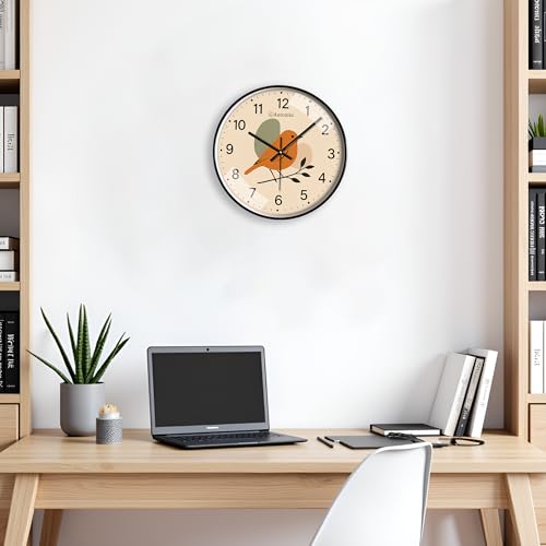 Image of Auromin Clock for Living Room Stylish - Designer Wall Clock | Modern Aesthetic Clock | Silent Non-Ticking Analog Wall Watch for Bedroom, Hall & Office (Beige-Bird, 30 cm)