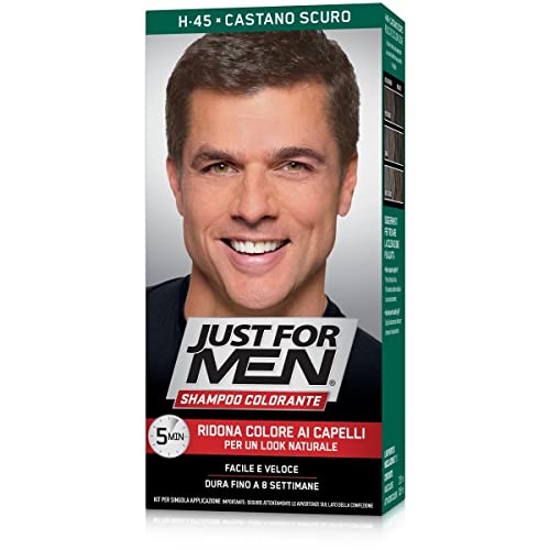 Just For Men Colorante en gel, tinte semipermanente para el cabello para hombre, sin amoníaco, con queratina y vitamina E, color castaño oscuro, H45
