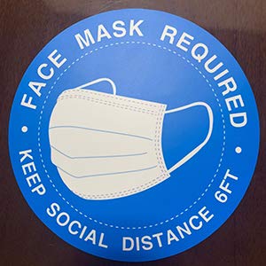 Double Sided - Face Mask Required Sign. 5-Pack.Peel & Stick Vinyl,8" Window Glass or Floor Signage Public Safety Decal,Social distancing Decals.Jewelry Blue