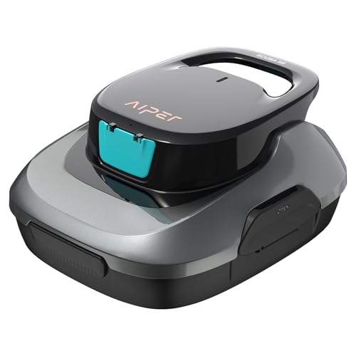 AIPER Scuba SE Cordless Pool Cleaner with 90-Min Runtime, Smart Self-Parking, Lightweight, Pool Vacuum for Above Ground Flat Pools up to 860 Sq.ft, Starry Gray