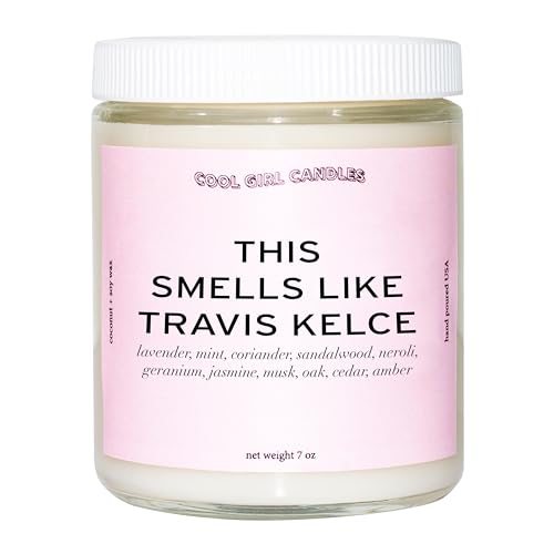 Cool Girl Candles | This Smells Like Travis Kelce Candle | Coconut Soy Wax | Football Themed Candle, Gift Kelce Fan, Gift for Her, Celebrity Prayer Candle, Football Fan Gifts for Kansas City