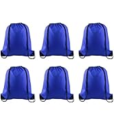 PLULON 6 Pcs Drawstring Bags Bulk Blue Drawstring Backpack String Backpack Cinch Sack Sport Gym B...