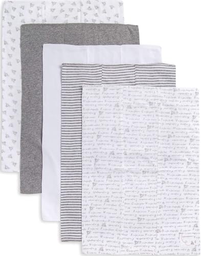 Image of Burts Bees Baby Infant Burp Cloths, 100% Organic Cotton Extra Absorbent Soft Fabric Drool Cloths, 5-Pack Newborn Must-Have Essential Large Burping Cloths, One Size 17 x 11.75 Inches