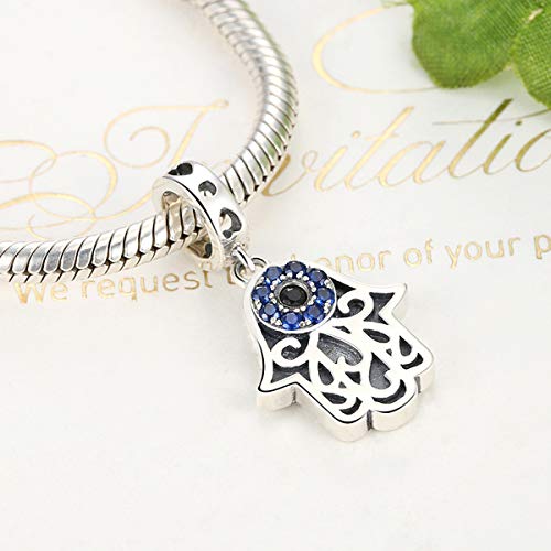 Image of Big Eye Charm 925 Sterling Silver Blue Evil Eye Charm Fit Pandora Style Bracelet (Light Blue & Blue)