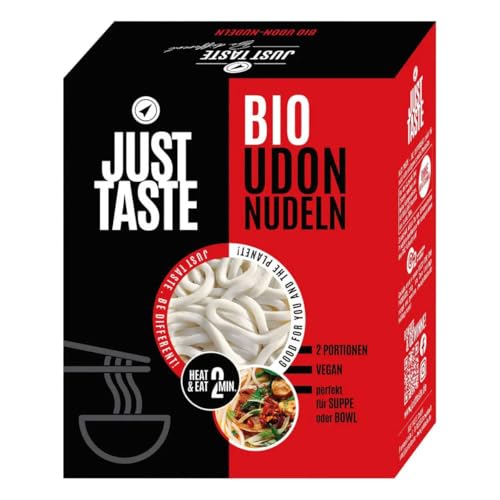 JUST TASTE Bio Udon Nudeln Authentisch Japanisch & Kalorienarm Ideal für Wok & Gebratene Gerichte 2 Portionen Low Carb 300g (10er Pack)