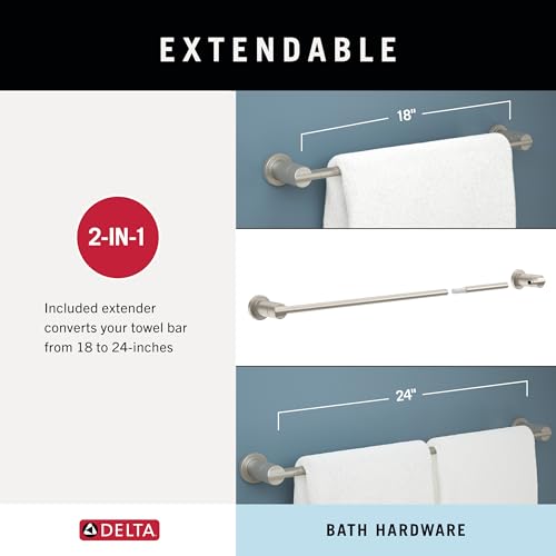 Image of Delta 4-Piece Polished Chrome Bathroom Set Towel Rack, Ring, Toilet Paper Holder, Hook | Nicoli Bath Accessories