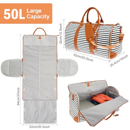 Convertible Duffel Garment Bag, Garment Duffle Bags for Travel, Weekender Bag with Shoe Pouch, Large Carry on Garment Bag for Women, 2 in 1 Hanging Suitcase Suit (Blue)3