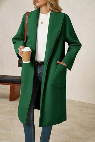 Cicy Bell Womens Open Front Pea Coats Classic Lapel Long Trench Coats Loose Fall Winter Outwear with Pockets2