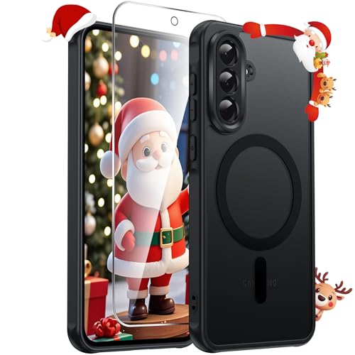 LeYi for Samsung Galaxy A36-5G Phone Case: Samsung A36 5G Case [Magnet Fit] with Screen Protector & Precision Camera Cutout, Slim Frosted Translucent Cover Soft-Touch para Samsung A36 Case, Black