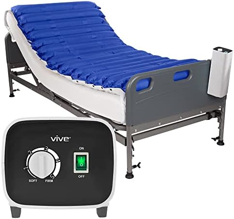 Vive Alternating Pressure Mattress 5" - Air Topper Pad for Bed Sore, Ulcer Prevention, Bedridden Treatment - Inflatable, Quiet Alternative Cover - Fits Hospital Bed - Includes Electric Pump System