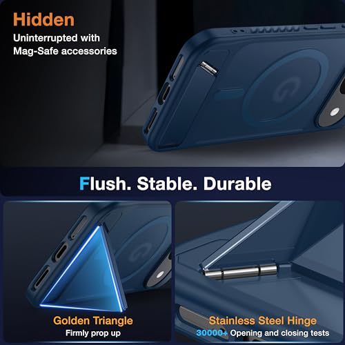 FNDMIL for Google Pixel 9 Case/Pixel 9 Pro Case with MagSafe[Invisible Kickstand][Charge While Standing][Military Shockproof] Translucent Matte Soft Silicone Bumper Pixel 9/9 Pro Phone Case, Blue by FNDMIL - Used condition - Image 3