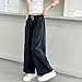 Tween Girls Casual Pants Baggy Straight Cargo Trousers Elastic High Waist Preppy Student Fashion Workout Pants Navy