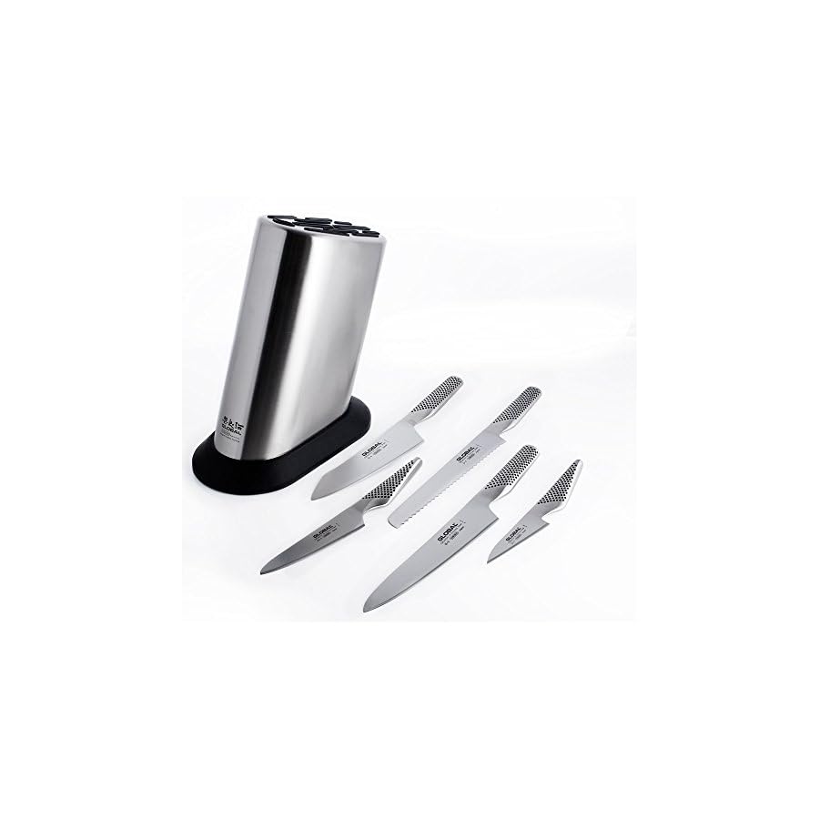 Global-G-835WS-6-Pc-Knife-Block-Set Global G-835/WS - 6 Pc Knife Block Set, Silver