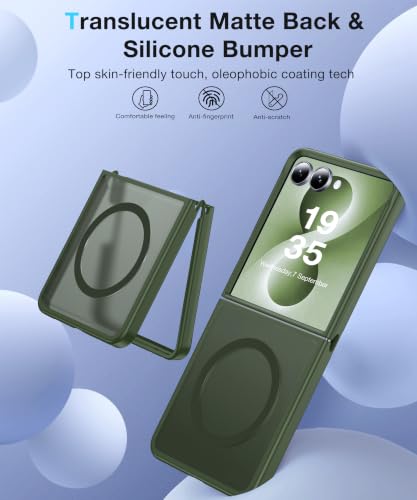 Image of NO.1 Magnetic for Samsung Galaxy Z Flip 8 Case with MagSafe | [Military Grade Drop Tested][Translucent Matte][Anti-Fingerprint] Soft Silicone Bumper for Samsung Flip 8 Case Slim,Green