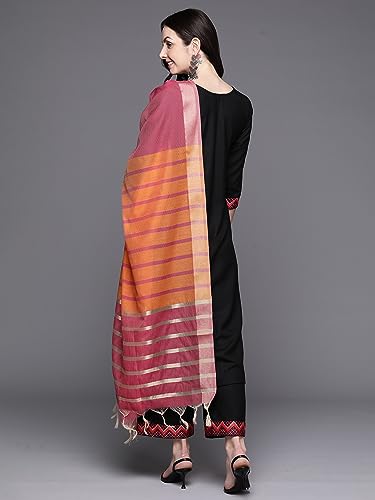 Image of INDO ERA Women's Yoke Design Cotton Blend Kurta Palazzo With Dupatta Set (KH4BK5301)