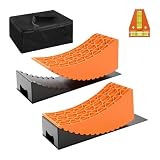 Wiltec Juego de calzos de nivelación para Autocaravana con 2 calzos curvados de 42,4 x 17 x 17,4 cm y 2 cuñas de 20,7 x 17 x 9,6 cm, calzos de HDPE para caravanas con Alfombrillas de Goma