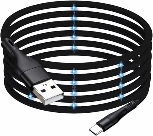 Image of Magnetic Coiled Type A to Type C Cable, 65W / 3.1A Magnetic Coiled O-MagCable Nylon Braided for Laptops and Smartphones, MagCable PD Technology, QC 3.0 Charging - 1.2 meter , Type A - Type C , Black