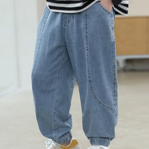 Boys Jeans Baggy Loose Harem Pants Streetwear Elastic Waist Denim Pants with Pockets2
