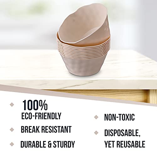 Hammered Design Plastic Soup Bowls For Party, (10 Pc) Heavy Duty Disposable Dinner Set, 16 Oz, Fine China Look Dishes, Perfect For Thanksgiving, Christmas, And Weddings, White - Lava Collection #TOP3