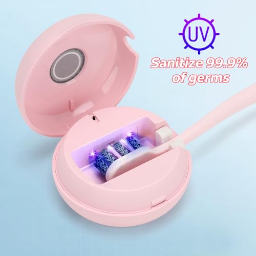 YourMate Toothbrush Sanitizer Covers Rechargeable Travel Toothbrush Case with Magnetic Holder for Houshold and Traveling Pink - Thumbnail 2