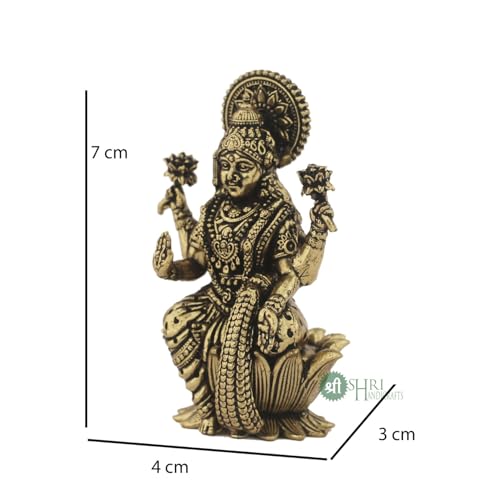 Image of INDICAST Handcrafted Brass Goddess Laxmi Statue for Home Temple | 2.5 inch Maa Lakshmi Figurine Idol Murti Sacred Symbol of Wealth | Perfect for Rituals & Gifting (Weight- 70gm)
