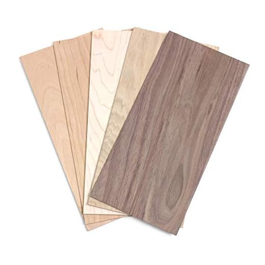 wodewa Juego de chapa de madera 2mm de espesor 5 especies de madera 30x14cm | 5 unidades Tableros de madera hechos a mano real para artesanía Modelo manualidades