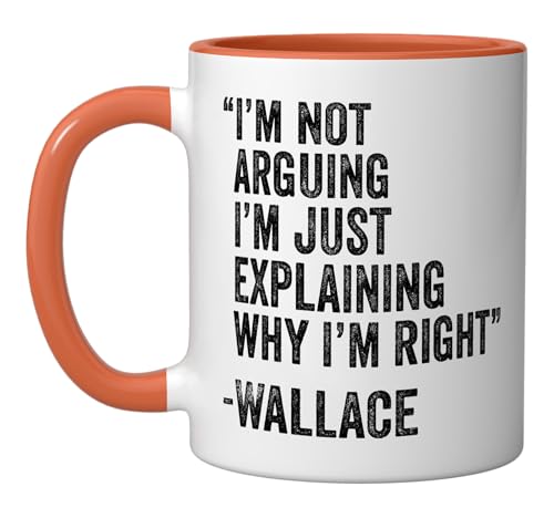 Wallace Quote Funny Birthday Custom Name Idea Engineer Ceramic Mug, Orange/White