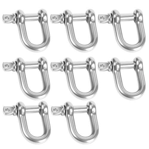 8Pcs M5 D Shackle,Heavy Duty D Shackles 304 Stainless Steel Screw Pin D-Shape Ring Shackle Safety Lock for Outdoor Heavy Construction Rigging Hanging Sailing Camping Rigging Lifting Towing Tie Downs
