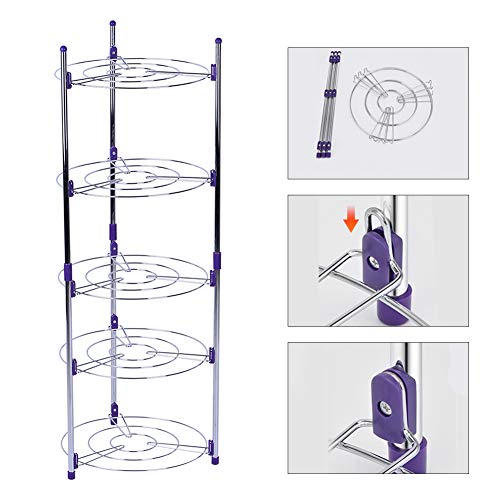 Ejoyous 5 Tiers Saucepan Stand, Pan Pot Organiser Rack, Multi-Layer Pan Rack Stand Cookware Holder Standing Storage Rack, for Electric Rice Cooker Saucepan Frying Pan Soup Pot 39.96 x 13.78in - Image 7