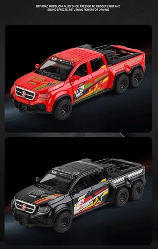 Image of 1:32 Mercedes Benz Pickup Truck Scale Model Car - Exclusive Alloy Metal Pull Back Die Cast Car Toy with Openable Doors, Light & Music - Best Gifts for Kids【Colors as Per Stock】