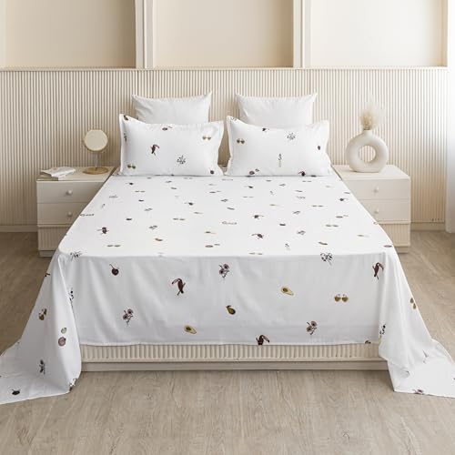 Image of HOMEMONDE Premium Cotton King Size Bedsheet 108 x 108 Inch, 210 TC Cartoon Printed Flat Sheet with 2 Pillow Covers, Multicolor, Premium Gift Box Included | Perfect for Home Decor & Gifting