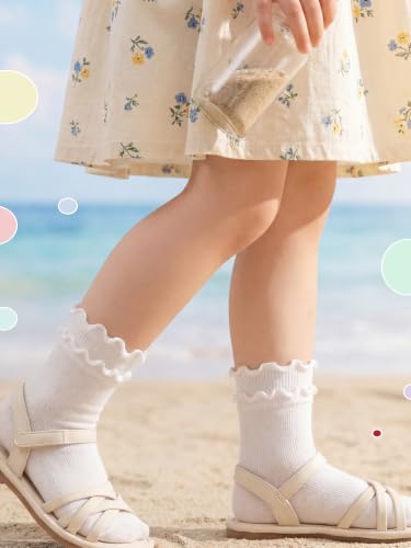 Image of Baby Toddler Girls Socks Grip Ruffle Non Slip Kids Cotton 12 Pack Socks | Premium Soft Cotton,Full Anti-Slip Grips,6 Month-7T Grippy Crew Socks for Girls,Daily School All Season Wear,Cute Ruffle Edge