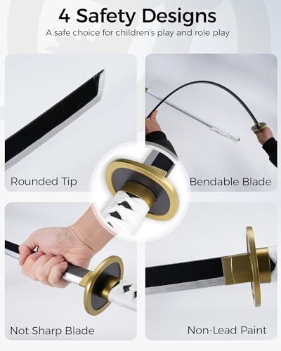 cold blade toy sword - 41 inches toy katana replica with holster belt and display stand - sword with authentic design