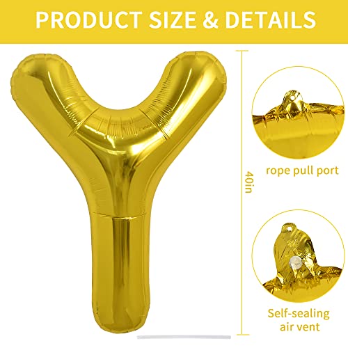 Image of TONIFUL 40 Inch Large Gold Letter Y Helium Balloons,Foil Mylar Big Balloons for 2026 New Year Eve Graduation Wedding Baby Shower Birthday Party Anniversary Supplies Decorations