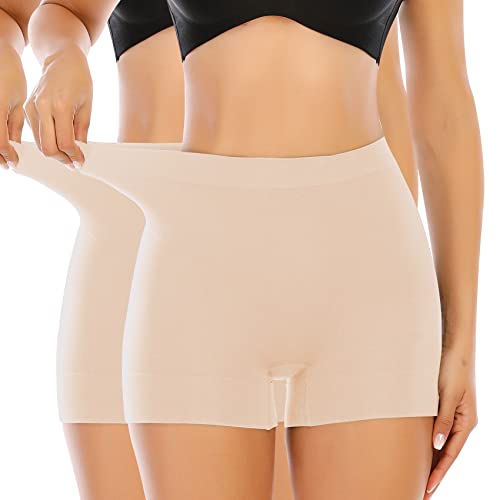 Image of Werena Seamless Slip Shorts for Women Under Dress Shaping Boyshorts Panties Tummy Control Shapewear