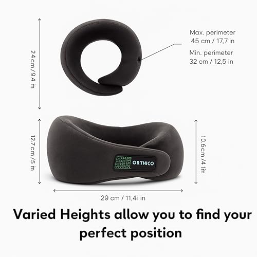 Image of Neck Pillow for Travelling with Cooling Gel Memory Foam, Ergonomic Travel Neck Pillow and Neck Pillow for Car, Compact Travel Pillow for Flight and Office Chair Support (Dark Brown)